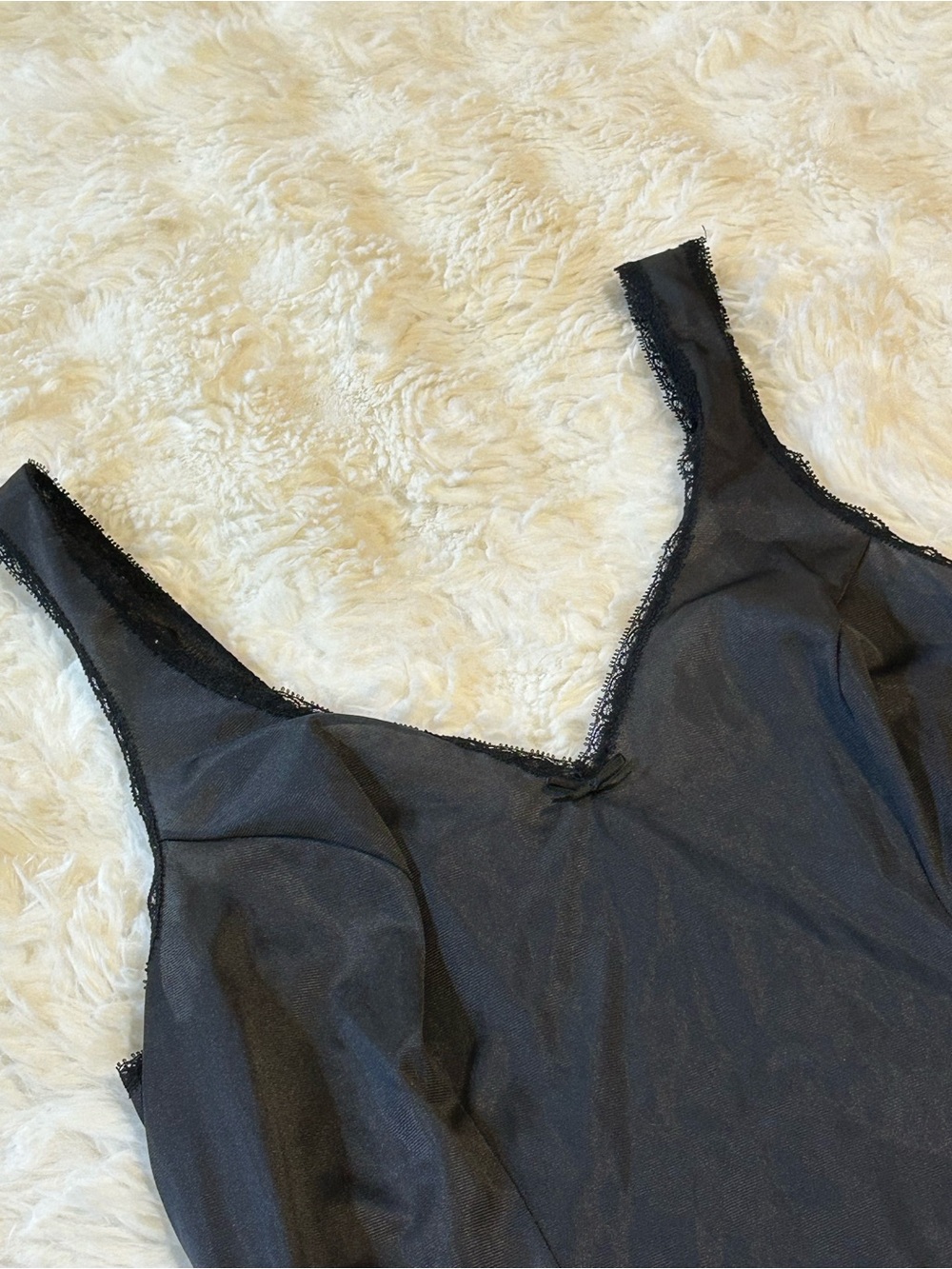 Black Lace-Trim Slip Top for Women